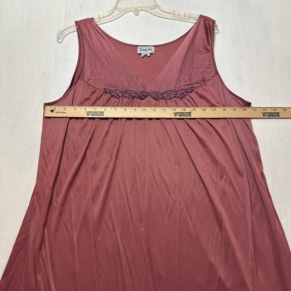 Vintage Nylon Satin Nightgown 1X Vanity Fair Pink Slip Dress Lingerie - Picture 4 of 8